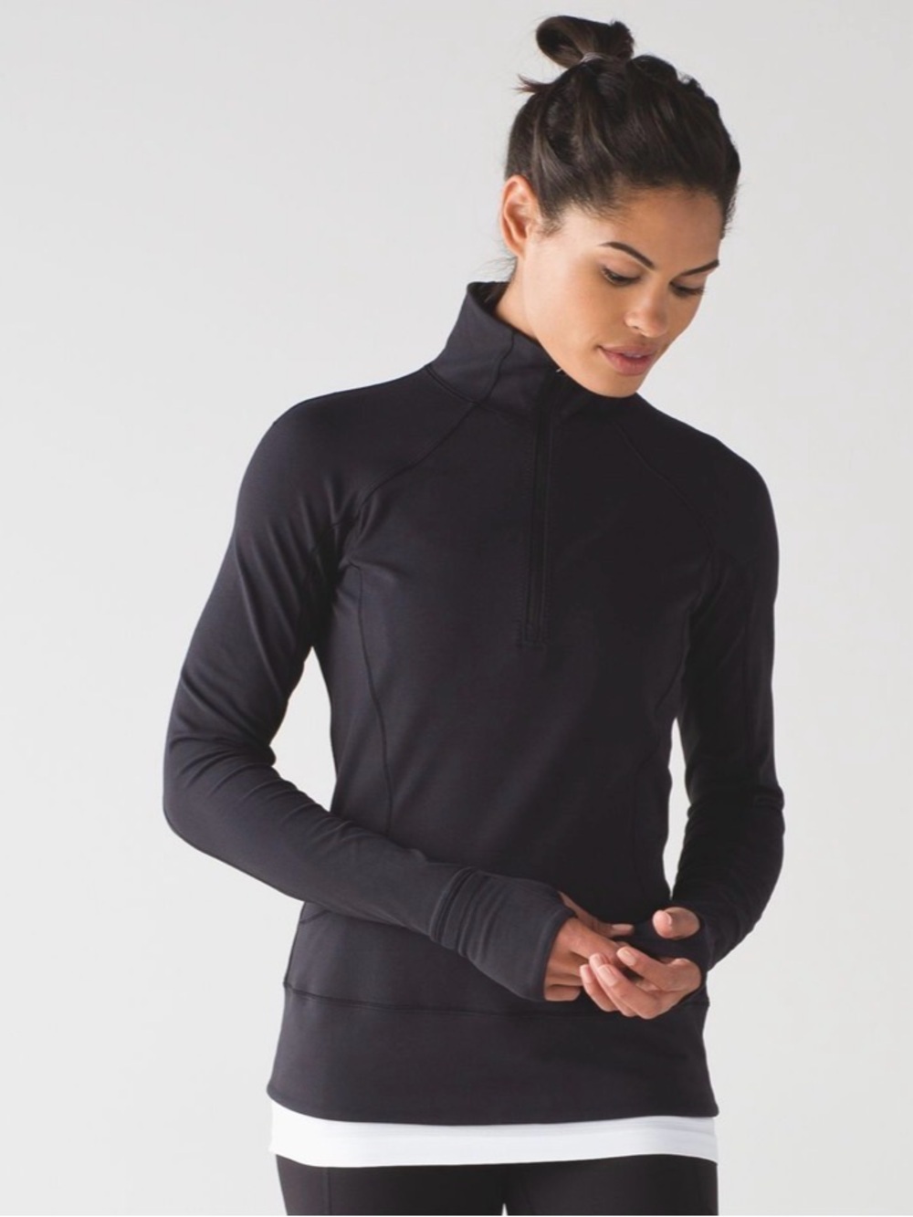 Lululemon Rush Hour 1/2 Zip Black Sweatshirt Long Sleeve Top Sz 6